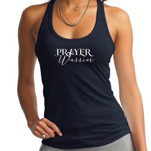 Womens Fitness Tank Top Graphic T-shirt Prayer Warrior Script Style